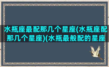 水瓶座最配那几个星座(水瓶座配那几个星座)(水瓶最般配的星座)