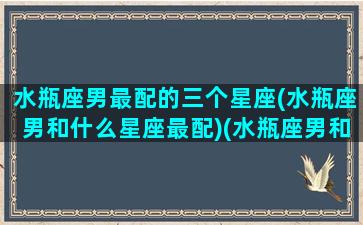 水瓶座男最配的三个星座(水瓶座男和什么星座最配)(水瓶座男和哪些星座最配)