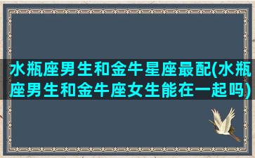 水瓶座男生和金牛星座最配(水瓶座男生和金牛座女生能在一起吗)(水瓶座的男生跟金牛座的女生配吗)