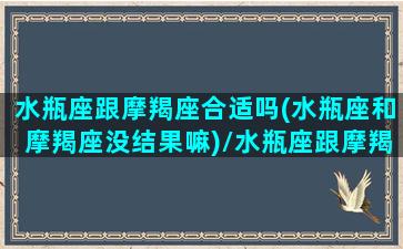 水瓶座跟摩羯座合适吗(水瓶座和摩羯座没结果嘛)/水瓶座跟摩羯座合适吗(水瓶座和摩羯座没结果嘛)-我的网站