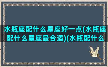 水瓶座配什么星座好一点(水瓶座配什么星座最合适)(水瓶配什么星座配对)