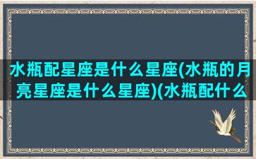 水瓶配星座是什么星座(水瓶的月亮星座是什么星座)(水瓶配什么星座配对)