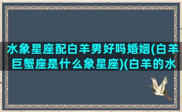 水象星座配白羊男好吗婚姻(白羊巨蟹座是什么象星座)(白羊的水象星座)