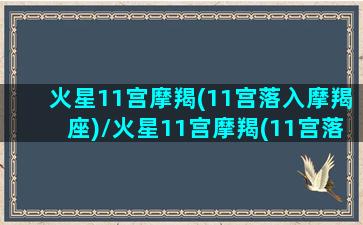 火星11宫摩羯(11宫落入摩羯座)/火星11宫摩羯(11宫落入摩羯座)-我的网站