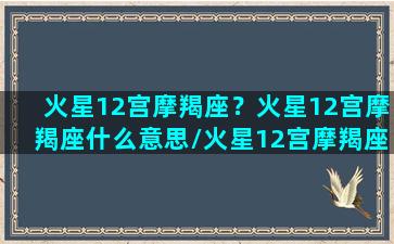 火星12宫摩羯座？火星12宫摩羯座什么意思/火星12宫摩羯座？火星12宫摩羯座什么意思-我的网站