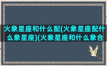 火象星座和什么配(火象星座配什么象星座)(火象星座和什么象合适)