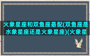 火象星座和双鱼座最配(双鱼座是水象星座还是火象星座)(火象星座和双子座配对)