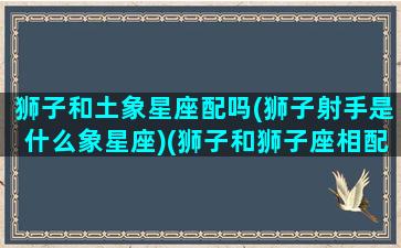 狮子和土象星座配吗(狮子射手是什么象星座)(狮子和狮子座相配是多少指数)