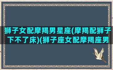 狮子女配摩羯男星座(摩羯配狮子下不了床)(狮子座女配摩羯座男合适吗)