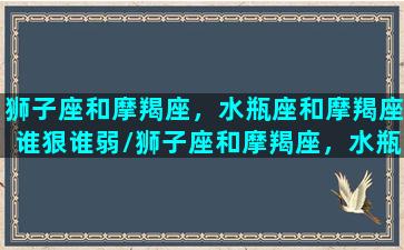 狮子座和摩羯座，水瓶座和摩羯座谁狠谁弱/狮子座和摩羯座，水瓶座和摩羯座谁狠谁弱-我的网站