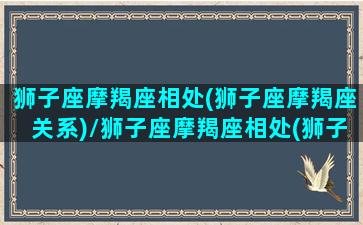 狮子座摩羯座相处(狮子座摩羯座关系)/狮子座摩羯座相处(狮子座摩羯座关系)-我的网站