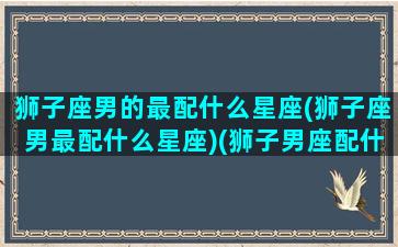 狮子座男的最配什么星座(狮子座男最配什么星座)(狮子男座配什么星座最好)