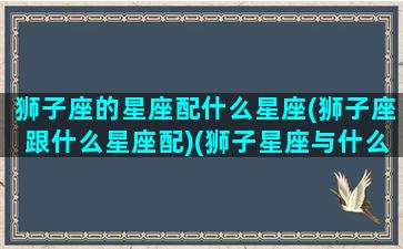 狮子座的星座配什么星座(狮子座跟什么星座配)(狮子星座与什么星座最配)