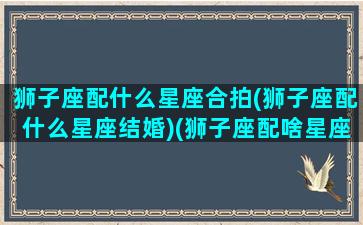 狮子座配什么星座合拍(狮子座配什么星座结婚)(狮子座配啥星座)