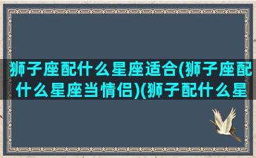 狮子座配什么星座适合(狮子座配什么星座当情侣)(狮子配什么星座最合适)