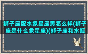 狮子座配水象星座男怎么样(狮子座是什么象星座)(狮子座和水瓶星座最配对)