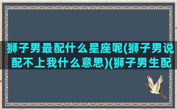 狮子男最配什么星座呢(狮子男说配不上我什么意思)(狮子男生配什么星座配对)