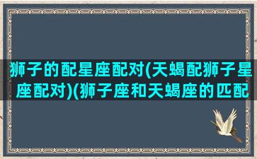 狮子的配星座配对(天蝎配狮子星座配对)(狮子座和天蝎座的匹配值是多少)