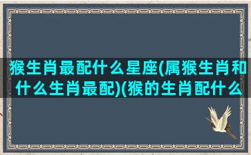 猴生肖最配什么星座(属猴生肖和什么生肖最配)(猴的生肖配什么生肖最好)