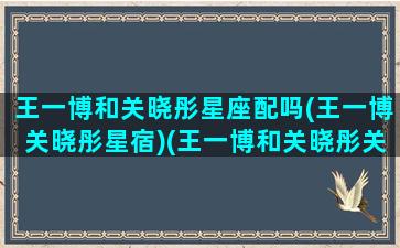 王一博和关晓彤星座配吗(王一博关晓彤星宿)(王一博和关晓彤关系好吗)