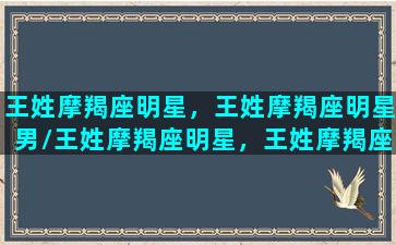 王姓摩羯座明星，王姓摩羯座明星男/王姓摩羯座明星，王姓摩羯座明星男-我的网站