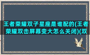 王者荣耀双子星座是谁配的(王者荣耀双击屏幕变大怎么关闭)(双子座在王者荣耀里面是什么人物)