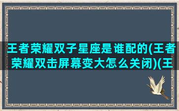 王者荣耀双子星座是谁配的(王者荣耀双击屏幕变大怎么关闭)(王者荣耀双子座英雄是谁)