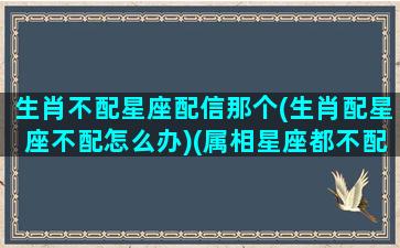 生肖不配星座配信那个(生肖配星座不配怎么办)(属相星座都不配的两个人能幸福吗)