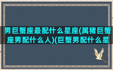 男巨蟹座最配什么星座(属猪巨蟹座男配什么人)(巨蟹男配什么星座女生)