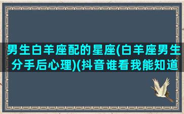 男生白羊座配的星座(白羊座男生分手后心理)(抖音谁看我能知道吗)