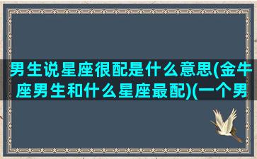 男生说星座很配是什么意思(金牛座男生和什么星座最配)(一个男的讲星座)