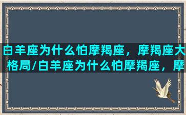 白羊座为什么怕摩羯座，摩羯座大格局/白羊座为什么怕摩羯座，摩羯座大格局-我的网站