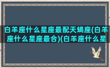 白羊座什么星座最配天蝎座(白羊座什么星座最合)(白羊座什么星座最搭配)