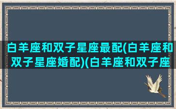 白羊座和双子星座最配(白羊座和双子星座婚配)(白羊座和双子座合不合适)