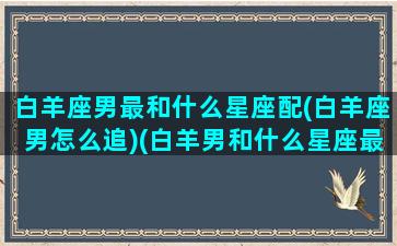 白羊座男最和什么星座配(白羊座男怎么追)(白羊男和什么星座最配排行榜)