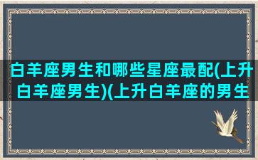 白羊座男生和哪些星座最配(上升白羊座男生)(上升白羊座的男生)