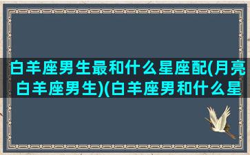 白羊座男生最和什么星座配(月亮白羊座男生)(白羊座男和什么星座最配对)