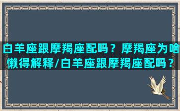 白羊座跟摩羯座配吗？摩羯座为啥懒得解释/白羊座跟摩羯座配吗？摩羯座为啥懒得解释-我的网站