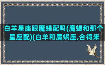 白羊星座跟魔蝎配吗(魔蝎和那个星座配)(白羊和魔蝎座,合得来吗)