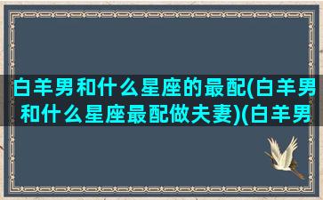 白羊男和什么星座的最配(白羊男和什么星座最配做夫妻)(白羊男和什么座最配对)