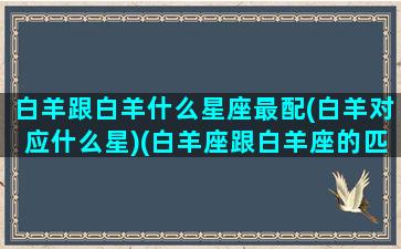 白羊跟白羊什么星座最配(白羊对应什么星)(白羊座跟白羊座的匹配度)