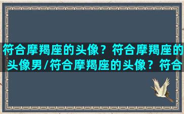 符合摩羯座的头像？符合摩羯座的头像男/符合摩羯座的头像？符合摩羯座的头像男-我的网站