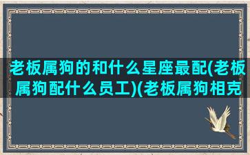 老板属狗的和什么星座最配(老板属狗配什么员工)(老板属狗相克的员工)