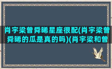 肖宇梁曾舜晞星座很配(肖宇梁曾舜晞的瓜是真的吗)(肖宇梁和曾舜晞是朋友吗)