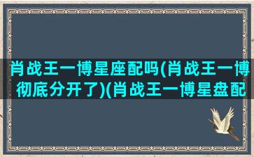 肖战王一博星座配吗(肖战王一博彻底分开了)(肖战王一博星盘配对)