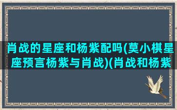 肖战的星座和杨紫配吗(莫小棋星座预言杨紫与肖战)(肖战和杨紫关系)