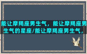 能让摩羯座男生气，能让摩羯座男生气的星座/能让摩羯座男生气，能让摩羯座男生气的星座-我的网站