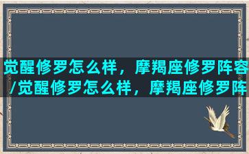 觉醒修罗怎么样，摩羯座修罗阵容/觉醒修罗怎么样，摩羯座修罗阵容-我的网站