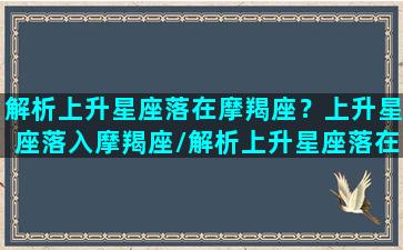 解析上升星座落在摩羯座？上升星座落入摩羯座/解析上升星座落在摩羯座？上升星座落入摩羯座-我的网站