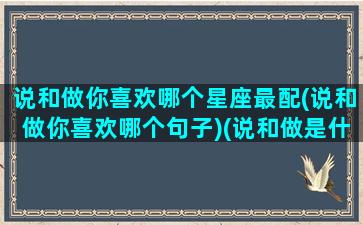 说和做你喜欢哪个星座最配(说和做你喜欢哪个句子)(说和做是什么意思)